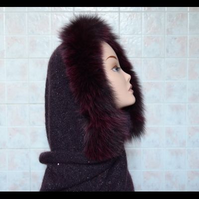 Итальянский палантин Vizio Италия 5609 бордовый из мохера с мехом