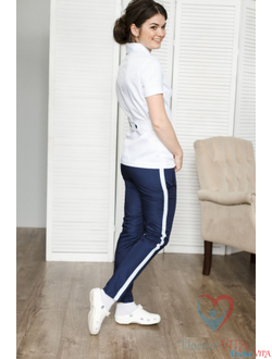 Брюки синие с белыми лампасами IvaMED