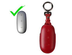 Красный чехол для смарт ключа Lixiang LI6, LI7, LI9 (кожа)