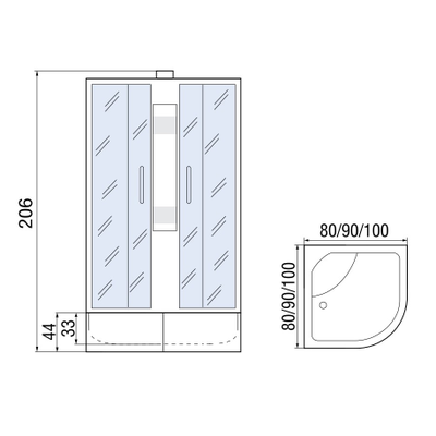 Душевая кабина Мономах 80/43 Б/К С МЗ 80х80