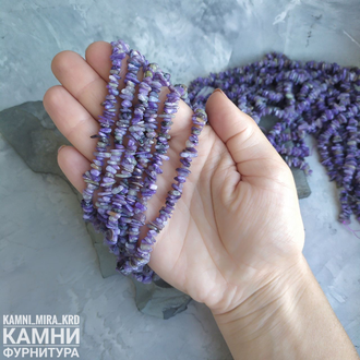Чароит с породой крошка 2-4х4-9 мм, цена за нить 19-20 см