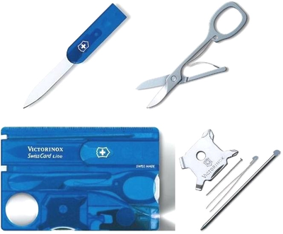 Швейцарская карточка VICTORINOX SwissCard Lite, 13 функций, полупрозрачная синяя 0.7322.T2