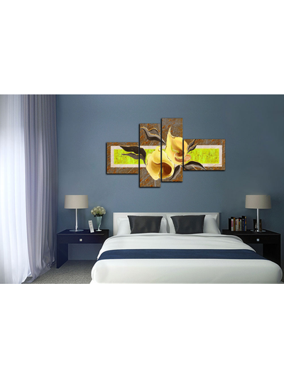 Модульная картина "Цветы на зеленом"