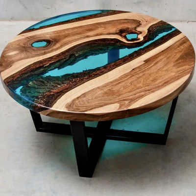 стол с рекой, стол круглый, круглый стол с рекой, река, стол из слэба, стол в гостиную, слэб, спил