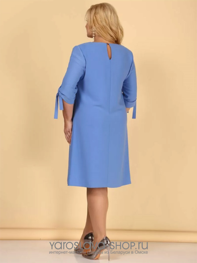 Нарядное платье А-силуэта небесно-голубого цвета