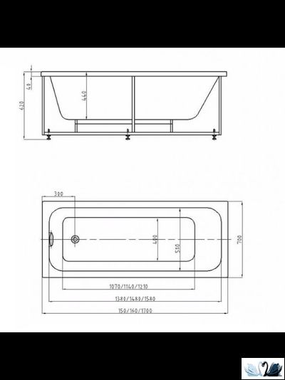 Ванна Azario Bella 160x70 см AV.0020160, акриловая, прямоугольной формы