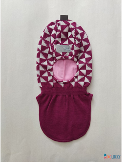 Шапка-шлем "Бантики" 20201-07, цвет бордовый, белый р. 48-50