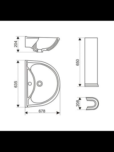 Цветная раковина умывальник на пьедестале Оскольская керамика Престиж цвет синий