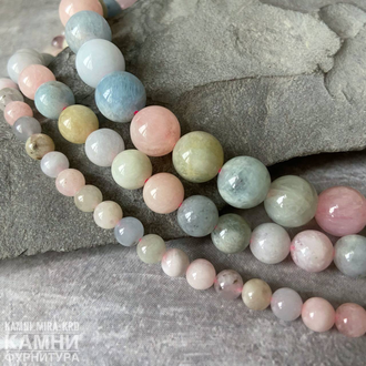 Бериллы микс, шары 6,1-6,5/8-8,5/9,9-10,2 мм, цена за нить 19 см