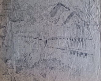 "Сельский пейзаж" бумага карандаш 1899 год