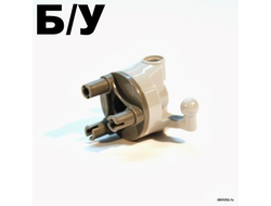 ! Б/У - Technic, Steering Wheel Hub Holder with 2 Pin Holes and 2 Tow Ball Arms with Dark Bluish Gray Wheel Hub 3 Pins Round 11949 / 92909, Light Bluish Gray (11949c01) - Б/У