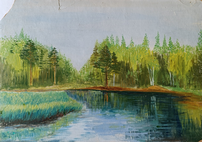 "Береговая линия" картон масло Клинко В. 1968 год