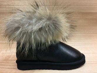 UGG Australia Черные, fox fur (36-40) Арт.018МF