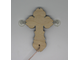 Крест деревянный на лобовое окно 18х12см, светящийся 24V