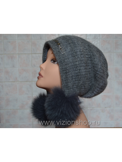Шапка ушанка женская с помпонами Визио Vizio Италия 5872 серая