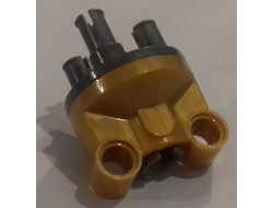 Technic, Steering Axle with 2 Pin Holes with Dark Bluish Gray Wheel Hub 3 Pins Round 11950 / 92909, Pearl Gold (11950c01)