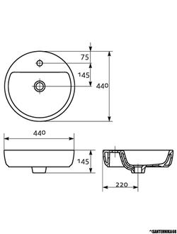 Раковина на столешницу Cersanit CASPIA RING 44