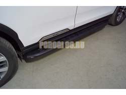 Пороги алюминиевые с пластиковой накладкой (карбон черные) 1820 мм ТСС для Gac GS8 2.0T 4WD 2019-2021