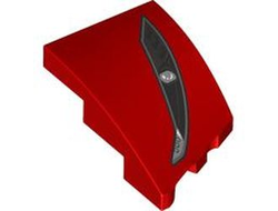 Wedge 3 x 2 Left No Studs with Ferrari Car Headlight, Black and Dark Silver Casing, Silver Bulb Pattern, Red (80177pb005 / 6437895)