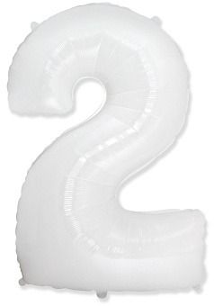 Шар (40&#039;&#039;/102 см) Цифра, 2, Белый, 1 шт.