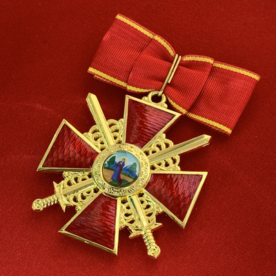 Орден Святой Анны 1-й степени с мечами , с бантом из муаровой ленты. Полноразмерная копия LUX! Лот № 91.