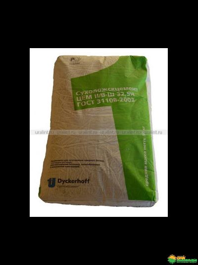 Цемент серый Цем II/В-Ш 32.5 Н Сухоложкцемент Dyckerhoff зеленый мешок 50кг