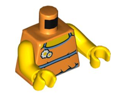 Torso Halter Top with Medium Blue Trim and Flowers Pattern / Yellow Arms / Yellow Hands, Orange (973pb0638c01 / 4580475 / 4630787 / 6031022)