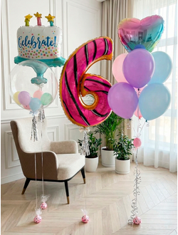 Набор шаров на 6 лет с тортом