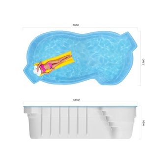 Композитный бассейн 5,66 х 2,76 х 1,62 &quot;Мартиника&quot; Franmer