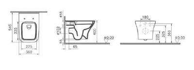 Подвесной безободковый унитаз Vitra Zentrum, 7484B003-0075