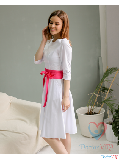 ПЛАТЬЕ DOCLIKE DL315 белое с поясом