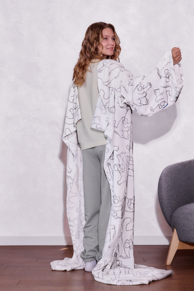 Плед с рукавами "Кот Саймона"  из микрофибры (велсофта)