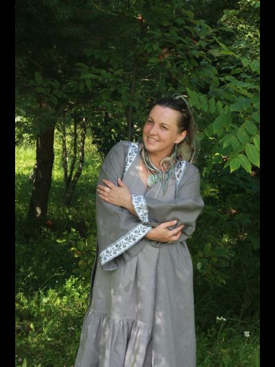 Халат-кимоно из конопли с вышивкой