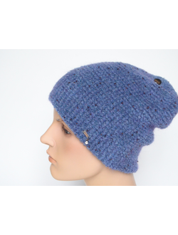 Голубая вязаная шапка с бисером Vizio Италия 9010 CY