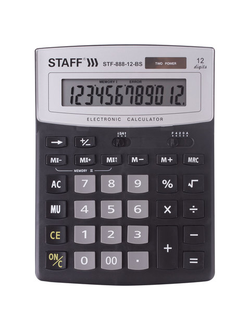 Калькулятор настольный STAFF STF-888-12-BS (200х150 мм) 12 разрядов, ЧЕРНЫЙ, СЕРЕБРИСТЫЙ ВЕРХ, 250451