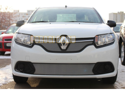 Защита радиатора Renault Logan 2014-2018 (Access, Confort) chrome низ