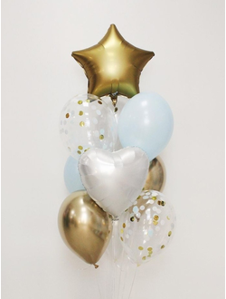 Набор шаров с гелием "Небесно-золотой"
