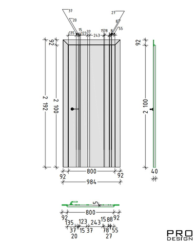 Межкомнатная дверь Eternity Classic Палермо, высота 2000-2100 мм, ширина 1200 мм, каркас 58 мм, внутреннего открывания