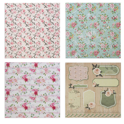 Бумага для скрапбукинга 15*15см "Шебби-шик", двусторонняя, 12л., 180 г/м2, ОСТРОВ СОКРОВИЩ