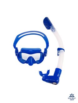 Маска для дайвинга с трубкой Scorpena Junior комплект неон-синий (детск)