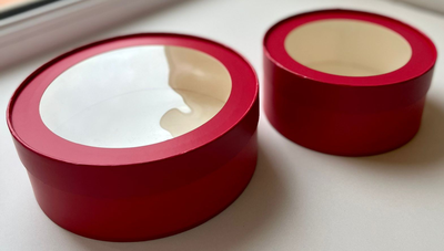 Коробка круглая для зефира, печенья с/о (красная), Д200*70мм