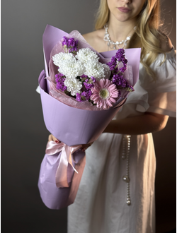 Букет комплимент с хризантемой и герберой