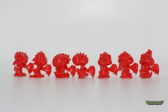 Дракончики Чиби 7 фигур, красный пластик