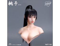 Женская голова (скульпт) с высоким хвостом и подвижными глазами - 1/6 scale Asian female head sculpt with movable eyes Taozi (YMT114D) - YMTOYS