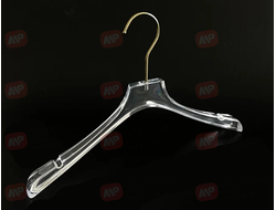 TM26 Вешалка-плечики для одежды прозрачная акриловая с золотым крючком L= 435 мм