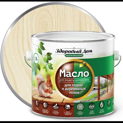 Масло для защиты террас и деревянных полов ЗДОРОВЫЙ ДОМ Слоновая кость 1,8 л