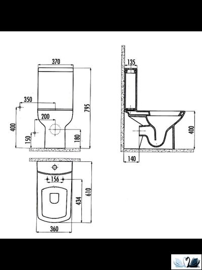 Унитаз с биде Creavit LARA LR310-00CB00E-0000 с бачком LR410-00CB00E-0000, Напольный