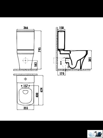 Унитаз Creavit Solo SO361-11CB00E-0000 напольный приставной, в комплекте с бачком MA410.000