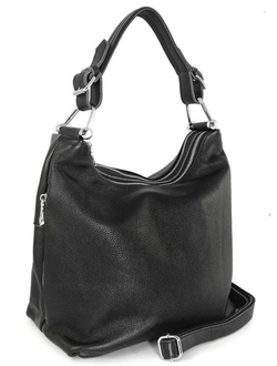 (АРТИКУЛ: 9808/1/82) СУМКА МЕШОК ЖЕНСКАЯ, СРЕДНЕГО РАЗМЕРА, НАТУРАЛЬНАЯ КОЖА, ЧЕРНАЯ, ДВА ОТДЕЛЕНИЯ, РУЧКА И РЕМЕНЬ ЧЕРЕЗ ПЛЕЧО