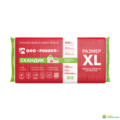 Утеплитель РОКВУЛ СКАНДИК XL 1200х600х100 мм (6 шт; 0,432 куб.м.)